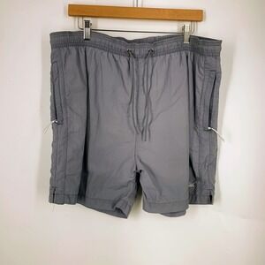 Kith Grey Nylon Active Shorts Mens Elastic Drawstring Waist Zip Pockets Logo